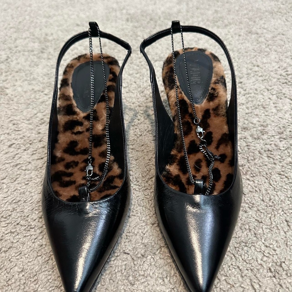 Zadig & Voltaire Black Leather Slingback Heels